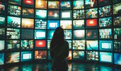 Person watching a lot of tv screens propaganda and fake news.jpg